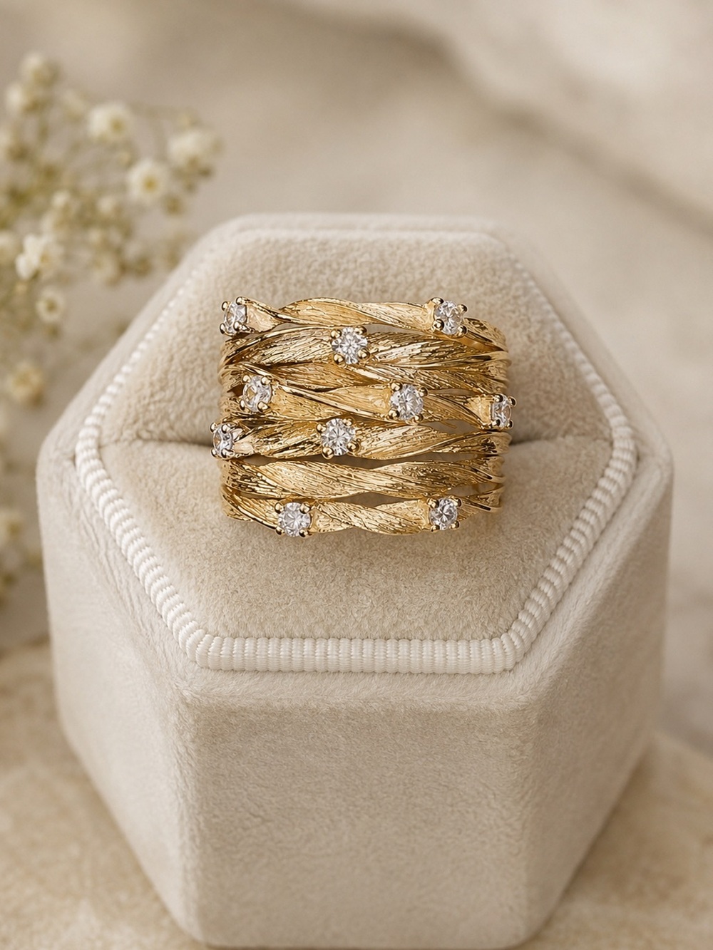 18K Textured Woven Band